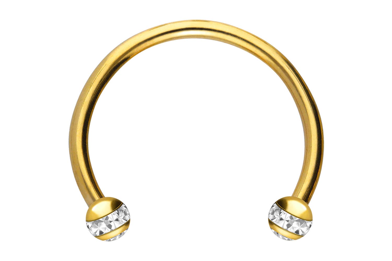 Chirurgenstahl Hufeisenring EPOXY-RING-KUGELN + KRISTALLE